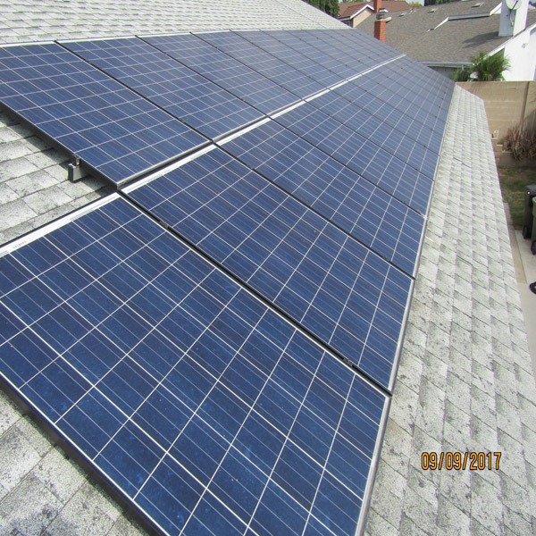 Solar panel array after cleaning service