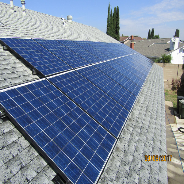 Solar panels on a residential roof